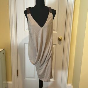 Kaufman Franco beige dress with brown leather straps
